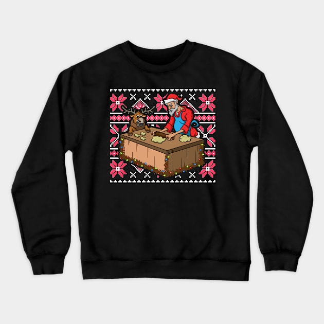 Foodie Gifts Food Coma Ugly Christmas Pun Santa Claus Crewneck Sweatshirt by TellingTales